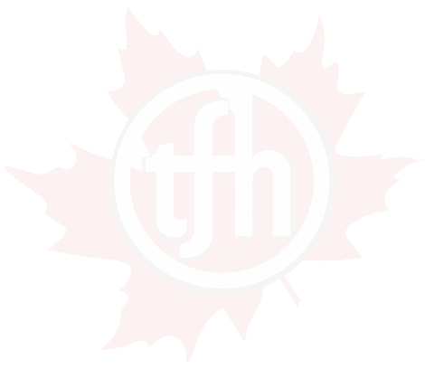 TFH logo with maple leaf background