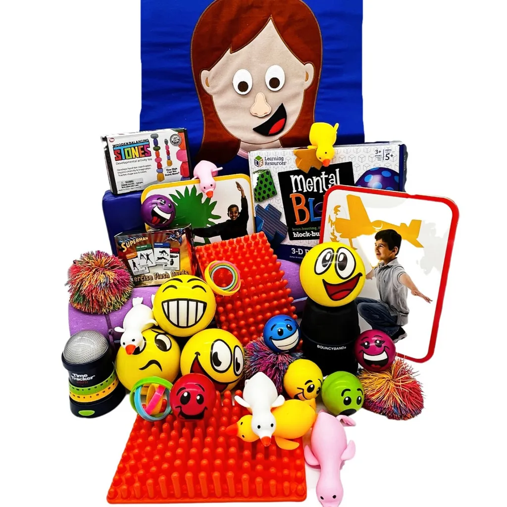 Assortment of colorful sensory and fidget toys