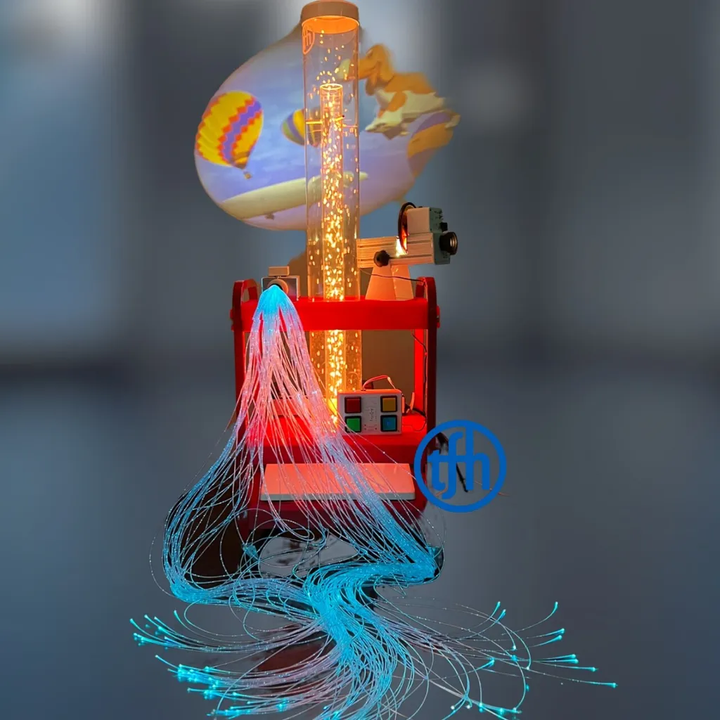 Colorful sensory lamp with fiber optics and projector