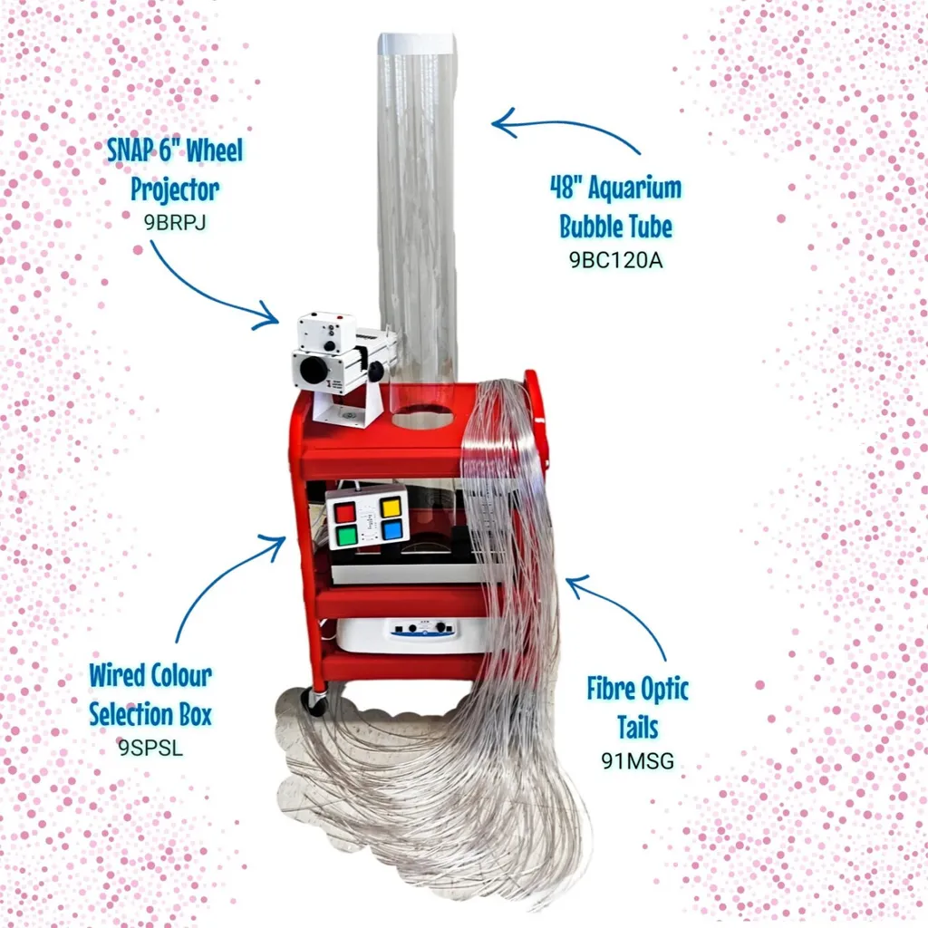 Red sensory fiber-optic bubble tube cart