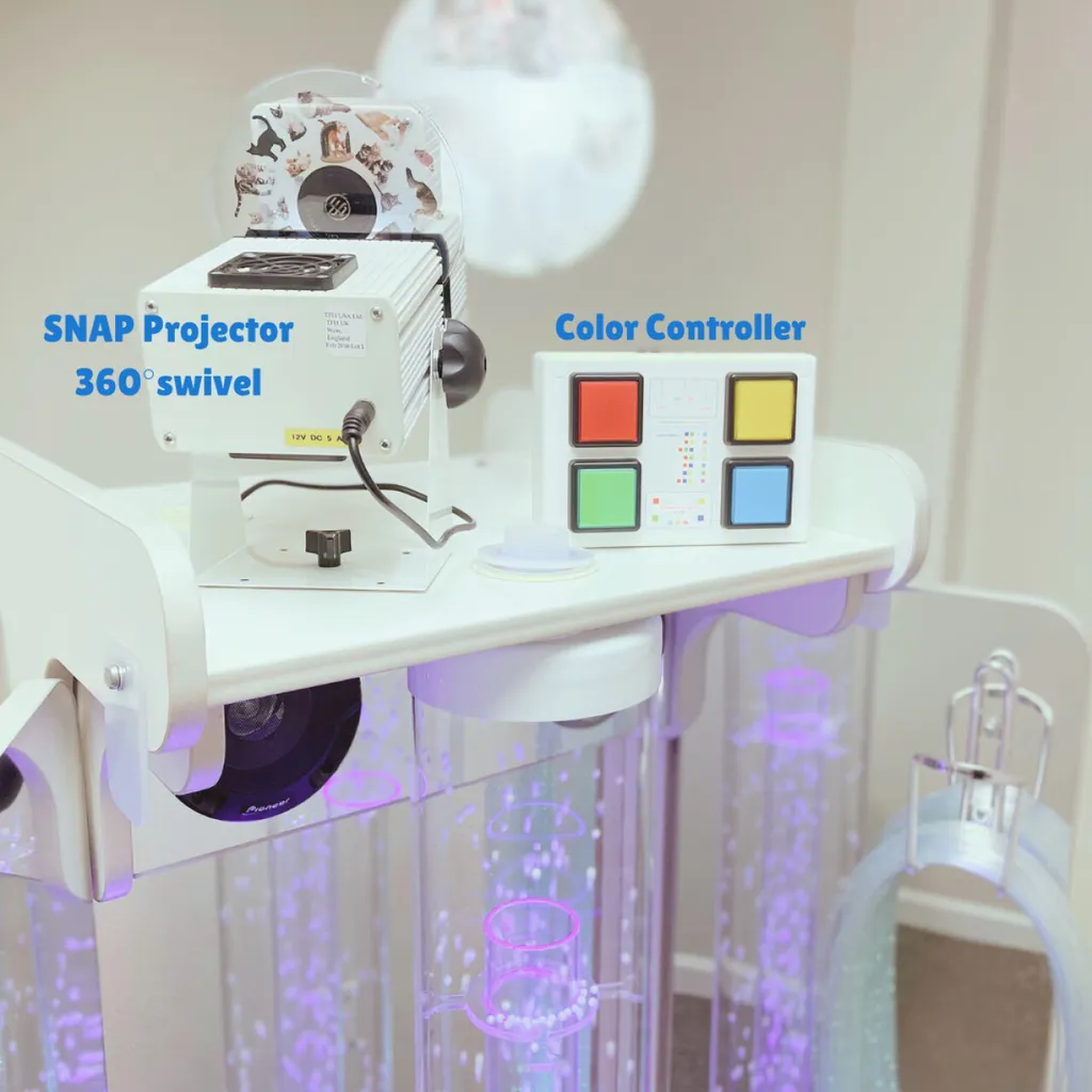 SNAP projector and color controller on shelf