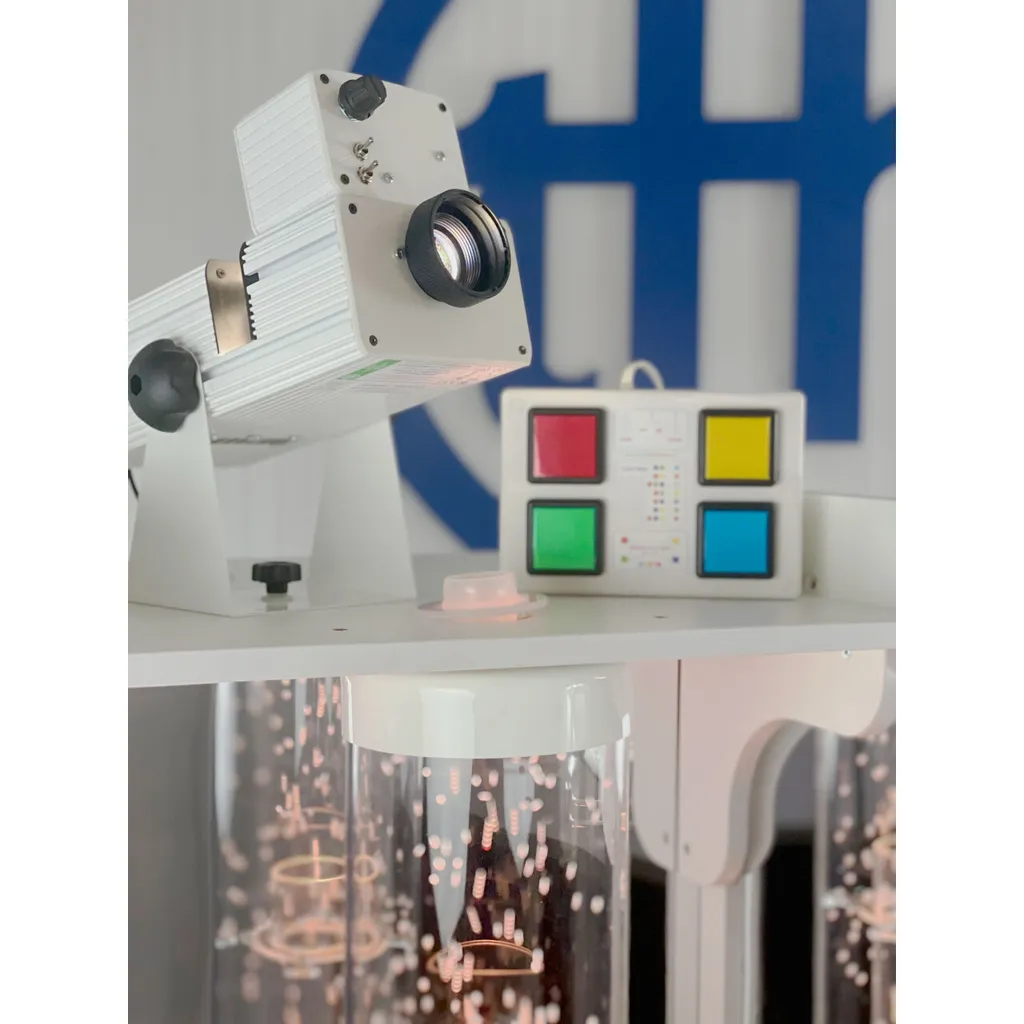 White projector and colorful control panel