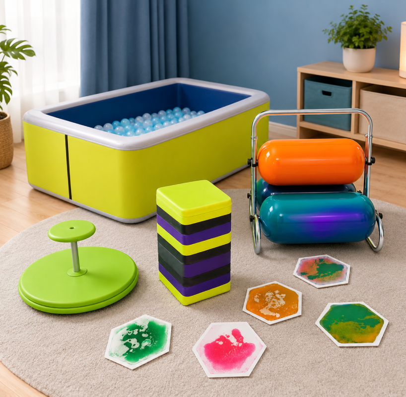 Kids playroom with ball pit and toys