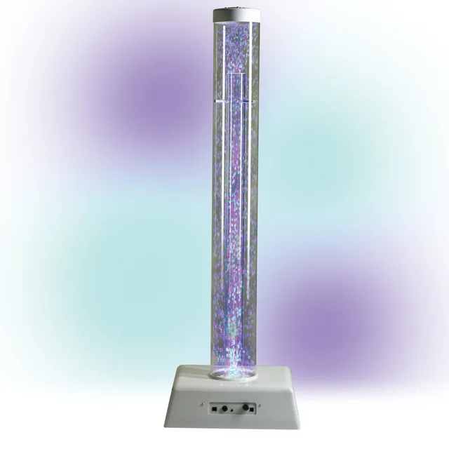 Tall glitter bubble LED lamp on white base