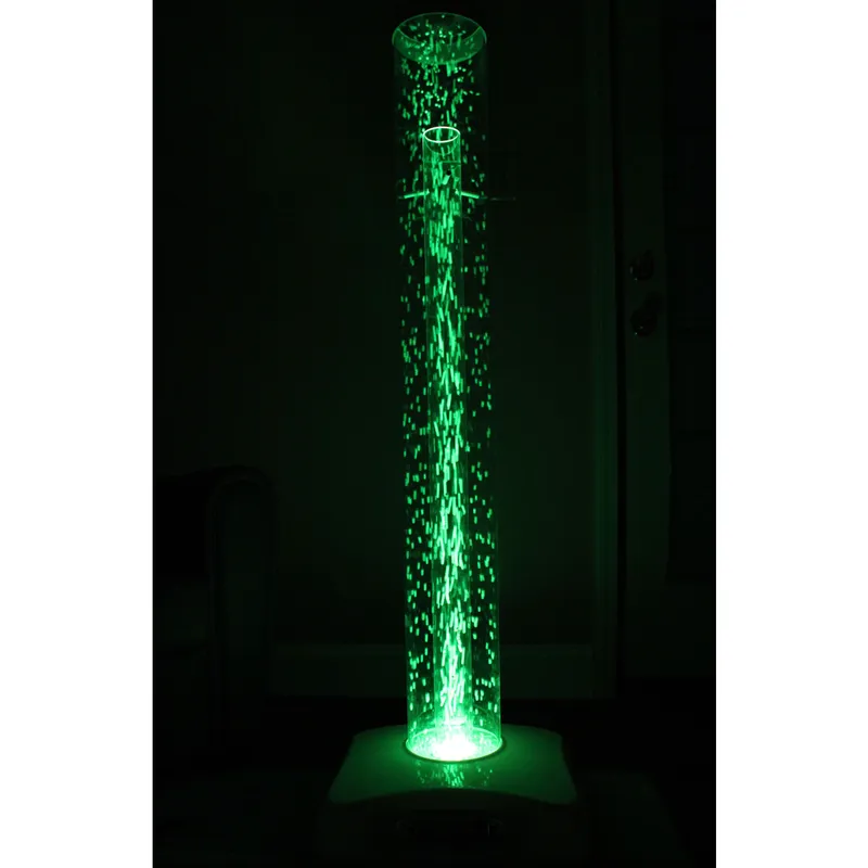 Green illuminated bubbling sensory tube lamp